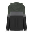 thumbnail image 4 of Womens Ribbed Hoodies with Pocket Colorblock Knit Sweater Casual Long Sleeve Drawstring Hooded Base Pullover Tops (2XL, Army Green), 4 of 5
