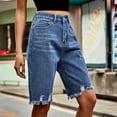 thumbnail image 4 of Kaemgyyd Jean Shorts for Women High Waisted Stretchy Straight Leg Denim Shorts Fashion Ripped Capris Summer Casual Clothes, 4 of 7