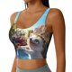 thumbnail image 2 of Balery Playful Hedgehog Forest Pond Sujetadores deportivos con espalda cruzada para mujer, acolchados, sin costuras, de alto impacto, ideales para yoga, gimnasio, entrenamiento y fitness.-, 2 of 8