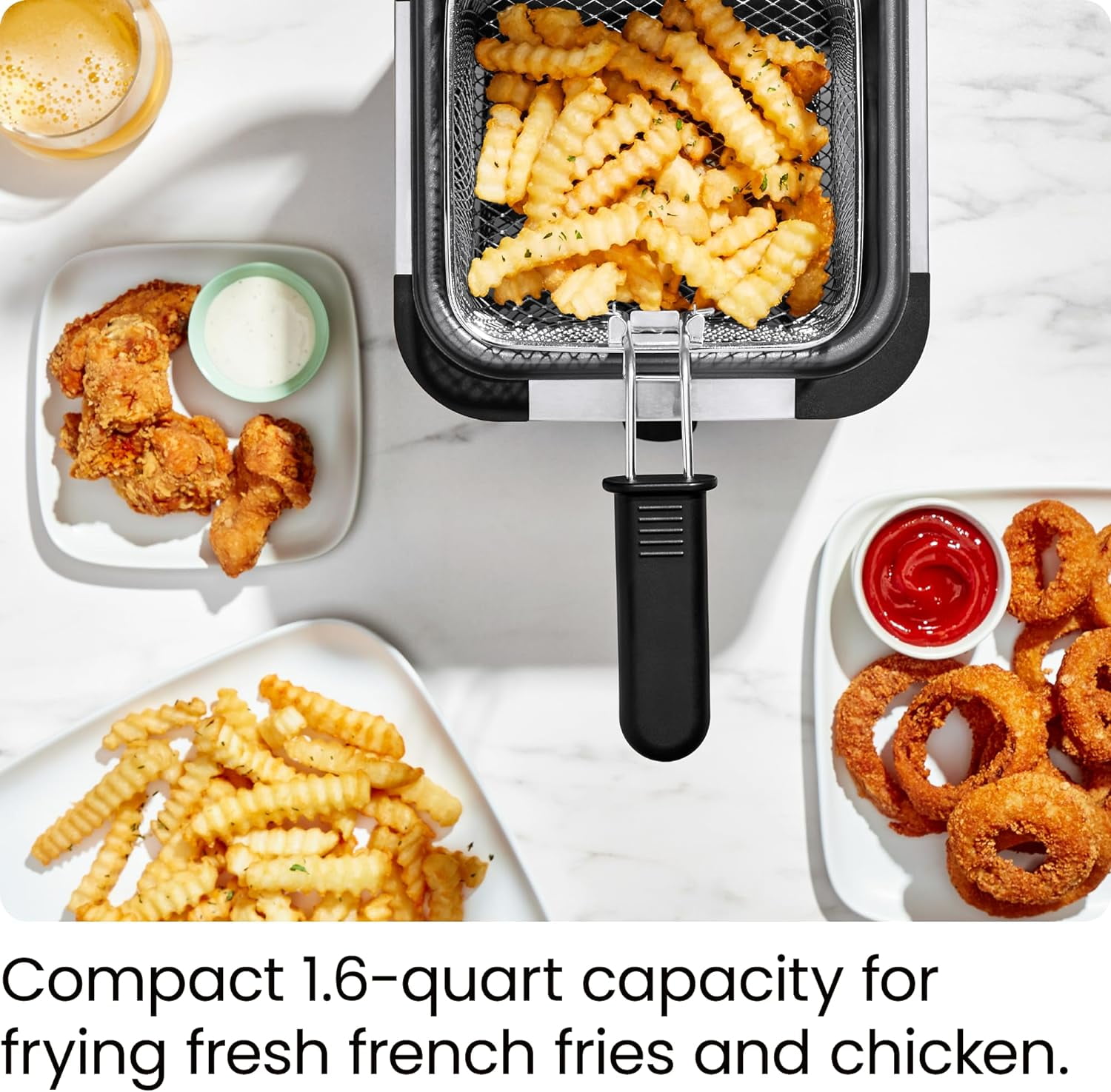 Chefman Fry Guy 1.5 Liter Deep Fryer w/ Adjustable Temperature Control - Stainless Steel