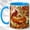 Blue, variant on Red Bird Pumpkin Coffee Mug, Autumn Harvest Mug, Ceramic 11 oz