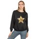 thumbnail image 1 of INSPIRE CHIC Sudadera de manga larga con cuello redondo y lentejuelas brillantes para mujer Negro M, 1 of 6