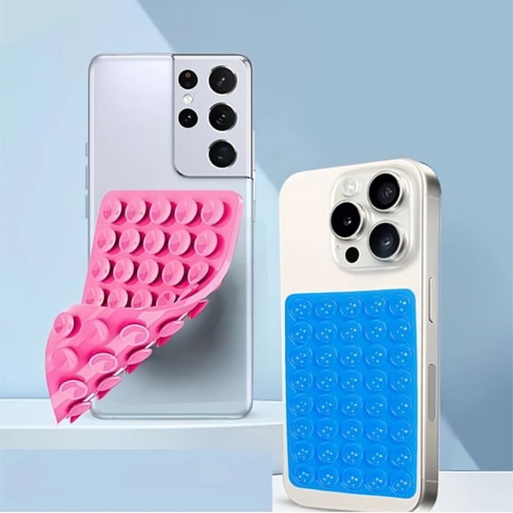 Adhesive Phone Holder for Car Dashboard, 24 Suction Cups Phone Mount Sticky Gel - Universal, Removable, Reusable for All Phones, Wall, Glass, Mirror.