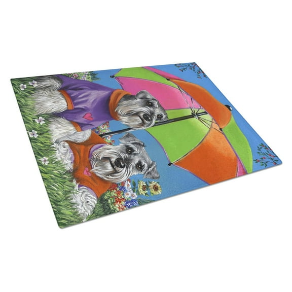Caroline's Treasures PPP3166LCB Schnauzer Soulmates Glass Cutting Board Large, 12H x 16W, multicolor