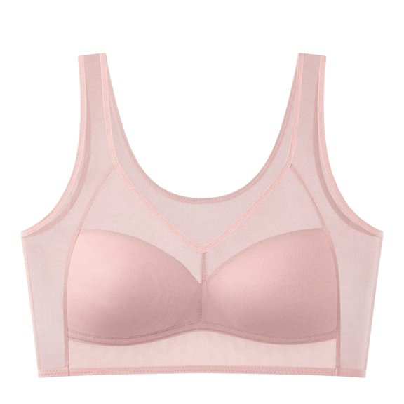 WHEANG Push Up Bra Wireless Seamless Bras for Women Thin Camisole Bra Breathable Push Up Bra Side Support for Prevent Sagging, Everyday Comfort Underwear Size 3XL Pink