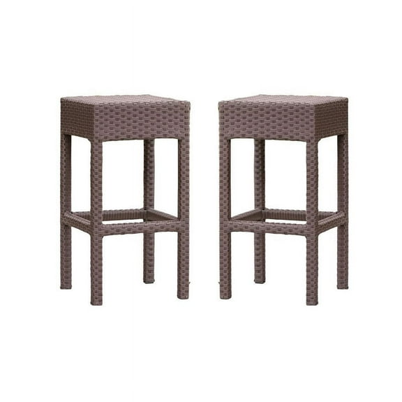 Noble House Milton Outdoor Brown Wicker Backless Bar Stool (Set of 2)