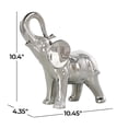 thumbnail image 3 of 10" x 10" Silver Ceramic Standing Elephant Sculpture, by DecMode, 3 of 9