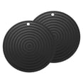 thumbnail image 1 of 2 Piezas de Alfombrillas de Silicona para Ollas y Sartenes, Soportes Redondos de 9" para Ollas Calientes con Agujero para Colgar para Ollas y Platos Calientes (Negro), 1 of 7