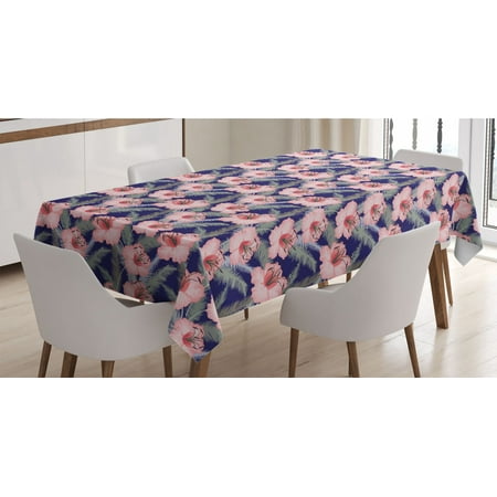 

Flower Tablecloth Blooming Flowers Composition Pink Toned Lilies Ornamental Spring Flourish Pattern Rectangle Satin Table Cover for Dining Room and Kitchen 52 X 70 Multicolor by Ambesonne