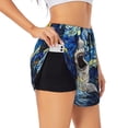 thumbnail image 3 of Lsque Vintage Starry Sky Shark Printed Women's Running Shorts with Liner Pockets,Elastic Quick Dry Workout Athletic Gym Yoga Shorts,Womens High Waist Shorts-, 3 of 9