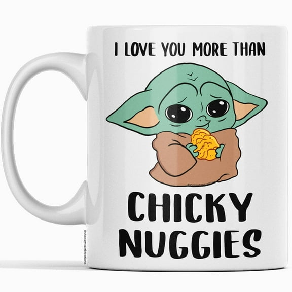 The Child Grogu Mug, BabyYoda Mug, Chicky Nuggies Mug, I Love You Mug, Happy Anniversary Mug, Great Gift for Husband Wife Brother Sister - Grogu Coffee Tea Mug - White (11 Ounces)
