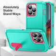 thumbnail image 4 of Allytech Rugged Case Compatible with iPhone 15 Pro Max with Hidden Kickstand, [Military Grade Drop Protection] Soft TPU Hard PC Bumper Non-Slip Shockproof Full Protective Case, Mint+Rose, 4 of 8