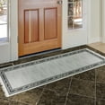thumbnail image 3 of Ottomanson Machine Washable Cotton 2x5 Flatweave Runner Rug for Bedroom, 20" x 59", Light Gray/Multicolor Border, 3 of 10