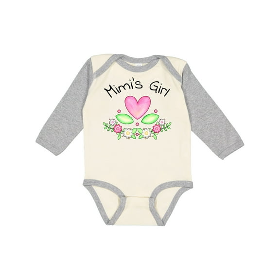 Inktastic Mimi's Girl- Heart Flowers Girls Long Sleeve Baby Bodysuit