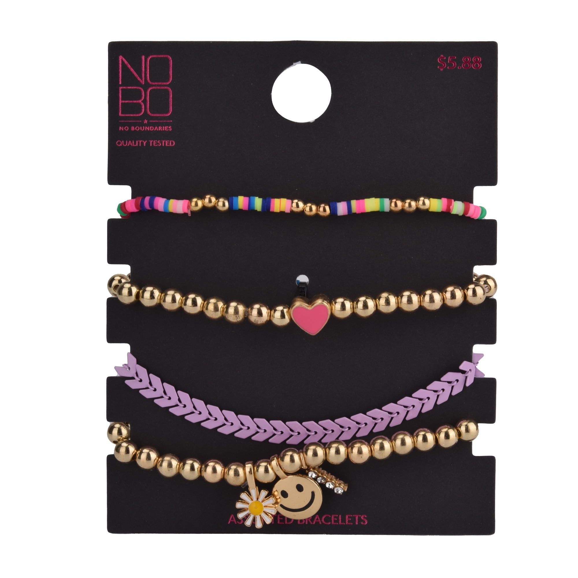 No Boundaries Women's Gold Tone 5pc Love Bracelet Set