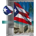 thumbnail image 3 of Independence Day Shower Curtain Puerto Rico Flag Patriotic Shower Curtain Fabric Bath Curtains for July 4th Holiday Coco Tree Beach Bathroom Decor Sets with Hooks Waterproof 72"x72", 3 of 6