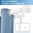 thumbnail image 2 of Urbanest Adjustable Double Curtain Rod Set Fluted Ball Flat Button Finials – 1″ Front & 3/4″ Back Rod With Glossy White Rod, 84–120 Inches, 2 of 6