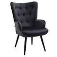 thumbnail image 6 of Button-Tufted Upholstered Chair, SYNGAR Modern Dining Room Bedroom Accent Chair, Elegant Velvet Office Chair with Armrest, Backrest and Solid Wood Legs, Comfy Sofa Chair for Home Office, Black, 6 of 7