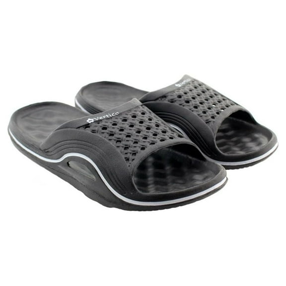 Women's Vertico Slip-On Shower Slides Home Shoes - Beach, Pool, or House Sandals - Black