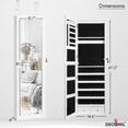 thumbnail image 6 of DECOMIL Jewelry Cabinet with Mirror and LED Lights, Lockable, Wall Mount, over the Door, 47” H, MDF, White, 6 of 8