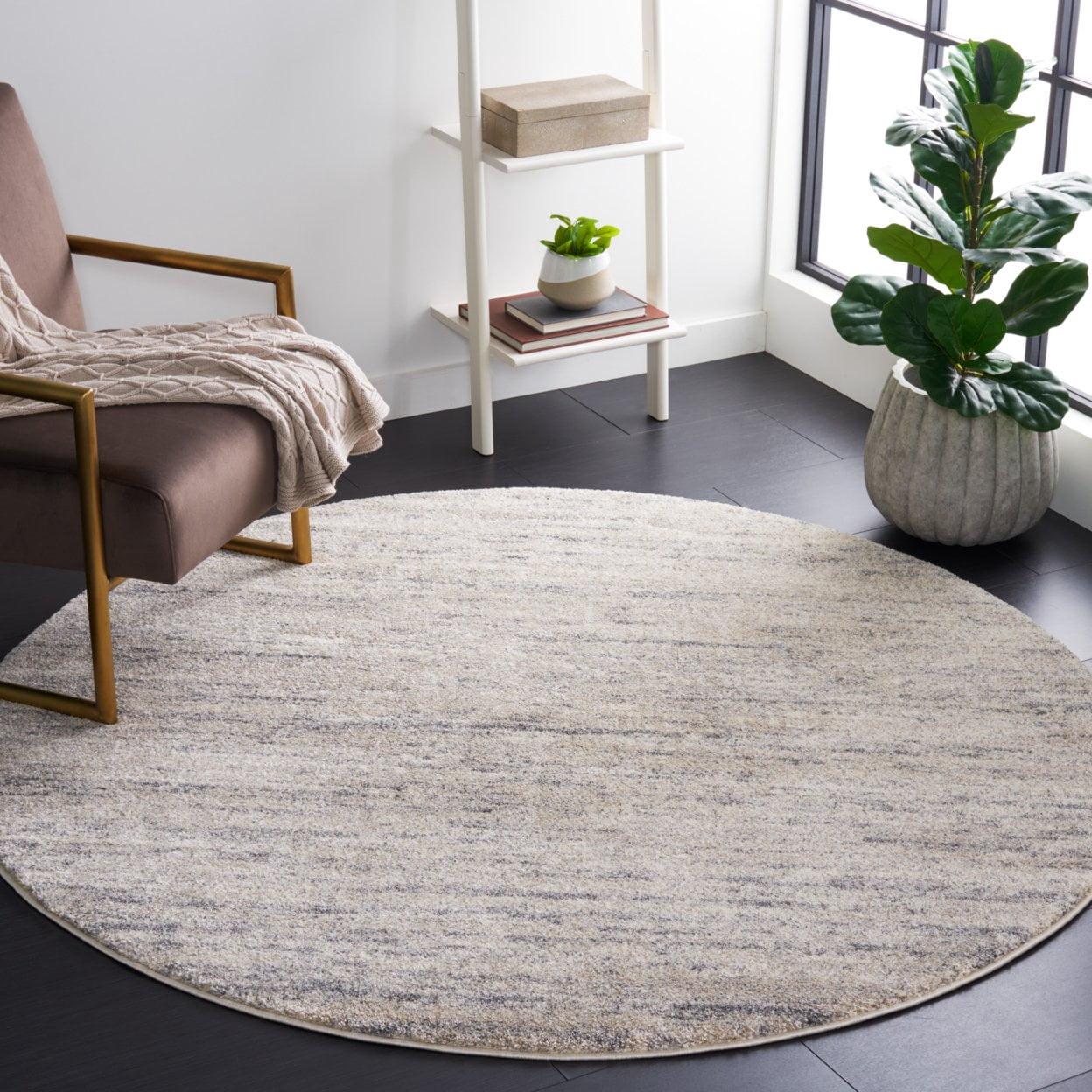 SAFAVIEH Retro Gorica Striped Area Rug, Ivory/Dark Grey, 9' x 12'