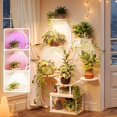 thumbnail image 1 of Soporte para plantas PRAISUN de 130 cm con luces de cultivo de roble de 8 niveles, 1 of 9