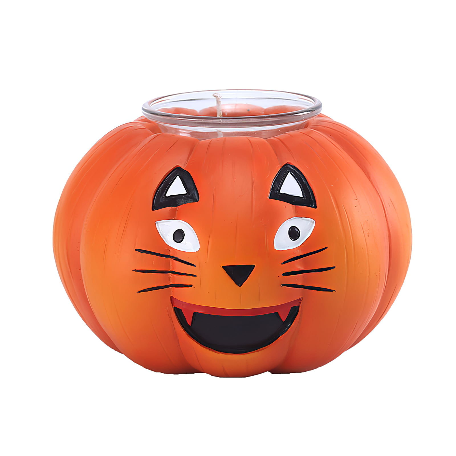 Yankee Candle Jack O Lantern Pumpkin Tea Light Holder Black Orange Halloween 