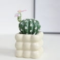 thumbnail image 4 of Adornos De Cerámica Cactus artificial en maceta, juego de 1 pieza con flores blancas para decoración del hogar, escritorio, mesa y oficina. JASKFLY, 4 of 8