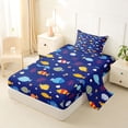 thumbnail image 2 of Castle Fairy Cute Kids Tropical Fish Coral Twin Sheets 3pcs,Seashell Dark Blue Underwater Tile Bedding,Yellow Navy,1 Fitted Sheet,1 Flat Sheet and 1 Pillowcase, 2 of 6