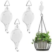 Bomutovy Adjustable Plant Pulley Hanger, 3 Pack Retractable Plant Hanger, Adjustable Plant Hanger for Garden Hanging Basket Pots and Bird Feeder, White
