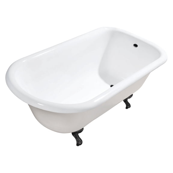 Aqua Eden VCTND483117W0 48-Inch Cast Iron Classic Flat-Rim Roll Top Clawfoot Tub (No Faucet Drillings) in White/Matte Black