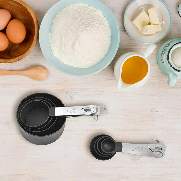 SYNGAR Black Measuring Cups and Spoons Set, Stackable Kitchen