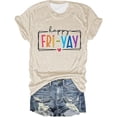 thumbnail image 3 of T-shirts d'Enseignante « Happy Friday » pour Femmes 2026 Été Tendance Manches Courtes Col Rond T-Shirts Graphiques « Funny Friday Weekend », 3 of 3
