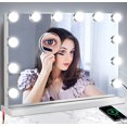thumbnail image 2 of M MIVONDA Lighted Makeup Vanity Mirror Large Hollywood Mirror w/ 3Color Lights Dimmable 12Bulbs Mirror for Desk or Wall Touch Sensors Plug in w/ USB C, 2 of 2