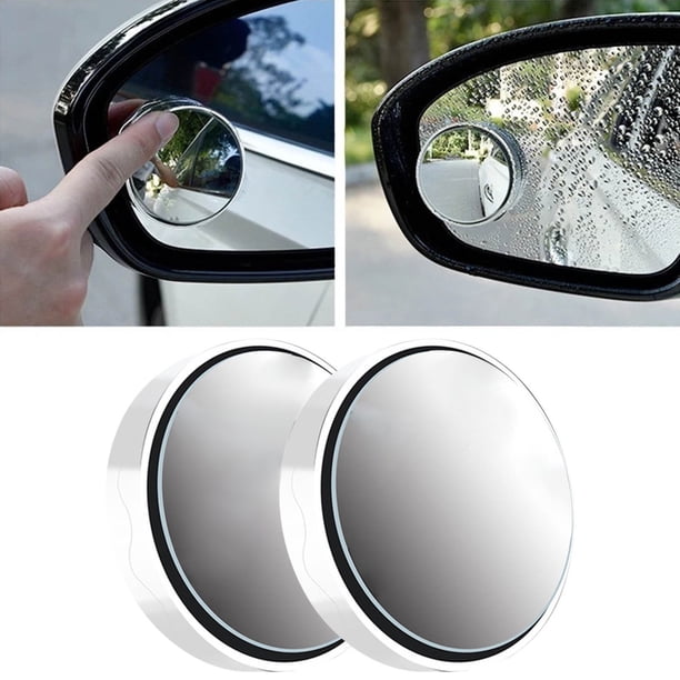 Espejo Retrovisor Auxiliar de Instalación de la Copa de Succión Del Coche de 2 Piezas para Vidrio Espejo Retrovisor Auxiliar de 360 Grados de Rotación Del Marco Circular de Ángulo Amplio