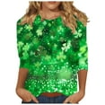 thumbnail image 2 of BLTIBY Womens St. Patrick's Day Sweatshirts 3/4 Sleeve Round Neck Lucky Shamrock Printed Irish Shirt Ireland Fashion Casual Pullover Top 2025 Green 8 3XL, 2 of 5