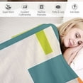 thumbnail image 3 of YANMS Abstract Teal Blue Green Grey Geometric Flannel Blanket (Universal 1) Lightweight Soft Blanket White, 3 of 6
