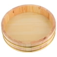 thumbnail image 2 of ColoMX Cubo de madera para mezclar arroz de sushi, Cubo de arroz de madera para restaurante, Hangiri japonés tradicional, Sushi Oke, tazón de preparación de arroz para sushi, 26cm, 2 of 7