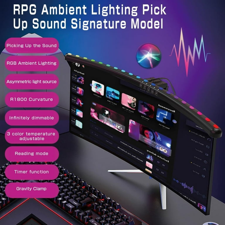 Quntis 66CM Lampe Ecran PC Incurvé Avec Télécommande