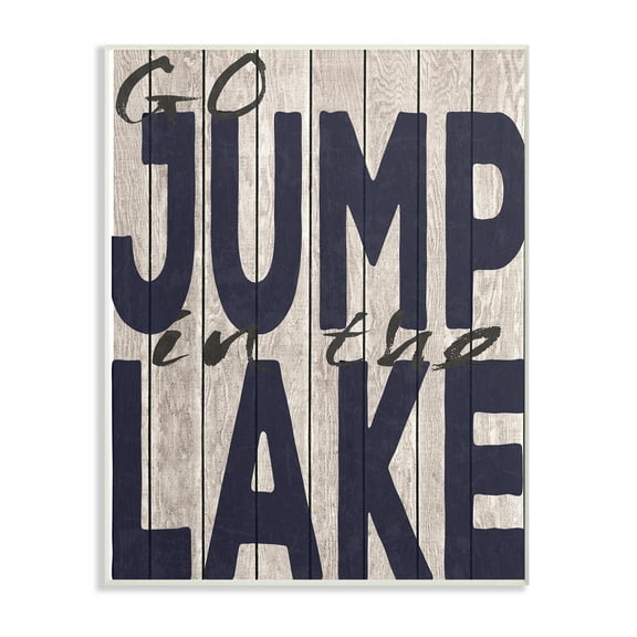 The Stupell Home Decor Collection Go Jump In The Lake Country Typography Navy Wall Plaque Art, 10 x 0.5 x 15
