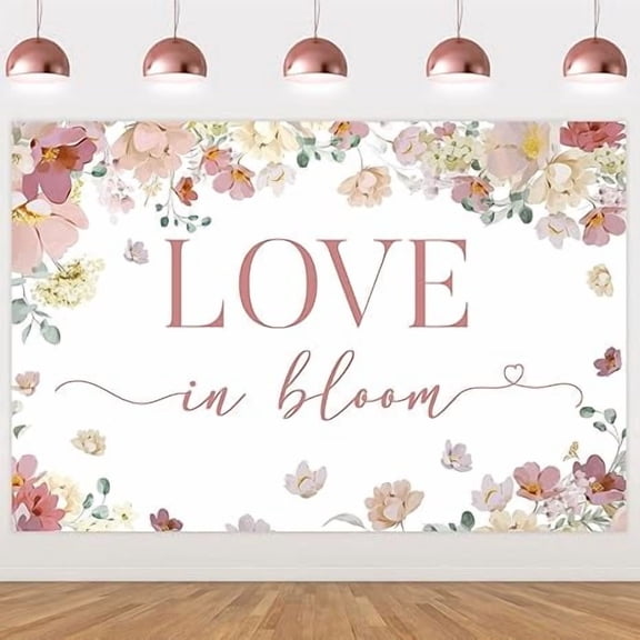 Love in Bloom Bridal Shower Decorations Backdrop Rose Gold Wildflower Bridal Shower Backdrop Rose Gold Bachelorette Decors Boho Flower Floral Engagement Wedding Bachelorette Party Decorations