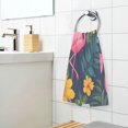 thumbnail image 3 of Yayeee 2 Pack Hand Towels for Bathroom 100% Cotton 16" x 28" Kitchen Towel, Yellow Floral Flamingo, 3 of 7