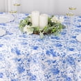 thumbnail image 5 of Balsa Circle 90x156 in White Satin Rectangle Tablecloth Blue Floral Print Party Events Decorations Supplies, 5 of 8