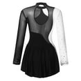 thumbnail image 5 of Alvivi Sparkly Rhinestone Figure Ice Skating Dress for Women Long Sleeve Ballet Skirted Leotard Black L, 5 of 7