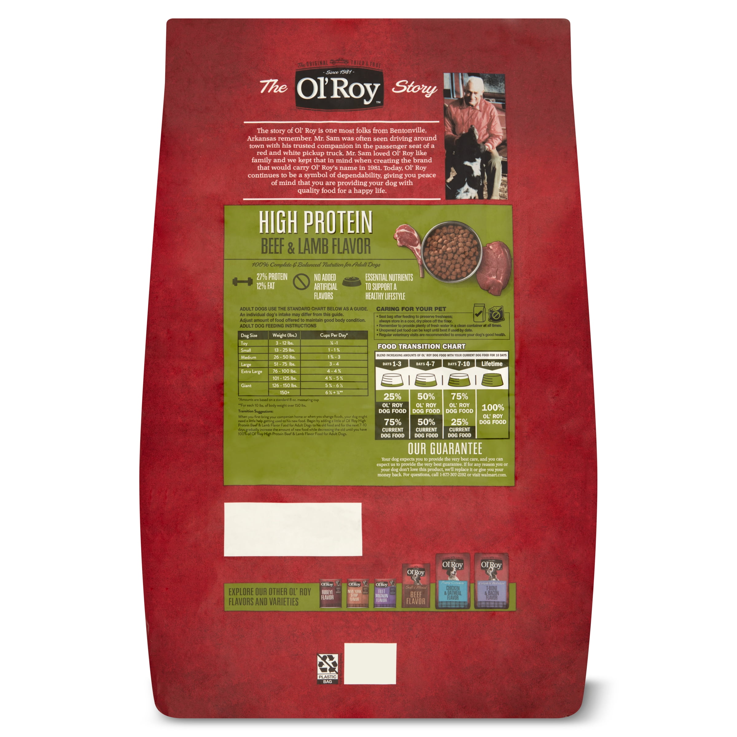 Ol' Roy High Protein Beef & Lamb Flavor Dry Dog Food, 15 lbs