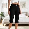 thumbnail image 5 of Kinrui Women's Bermuda Long Shorts with Pockets Slit Hem Knee Length Shorts High Waisted Stretch Work Dress Shorts Black XL, 5 of 7