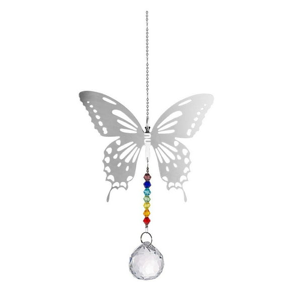 Candelabro bola de cristal cuentas de arcoíris decoración de ventanas para el hogar atrapasol colgante decoración de boda favores Kits de decoración para fiestas mariposa de 60 mm + bola de 30 mm Injueey HA1661-01