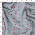 thumbnail image 4 of Soimoi Tissu en Poly Georgette Bleu Imprimé Baies Rouges & Rayures Florales Tissu au Mètre 42 Pouces de Large, 4 of 5