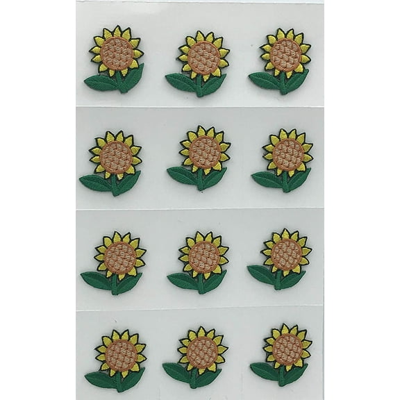 Trimplace Sunflower Press-ON Applique- 1inch x 1 inch - 12 Pieces