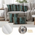 thumbnail image 6 of Teal Wood Grain Pillow Covers 2 Pack Farmhouse Board Pillowcase Waterproof Outdoor Throw Pillow Cover for Patio Garden Square Cushion 18”x18”, 6 of 9